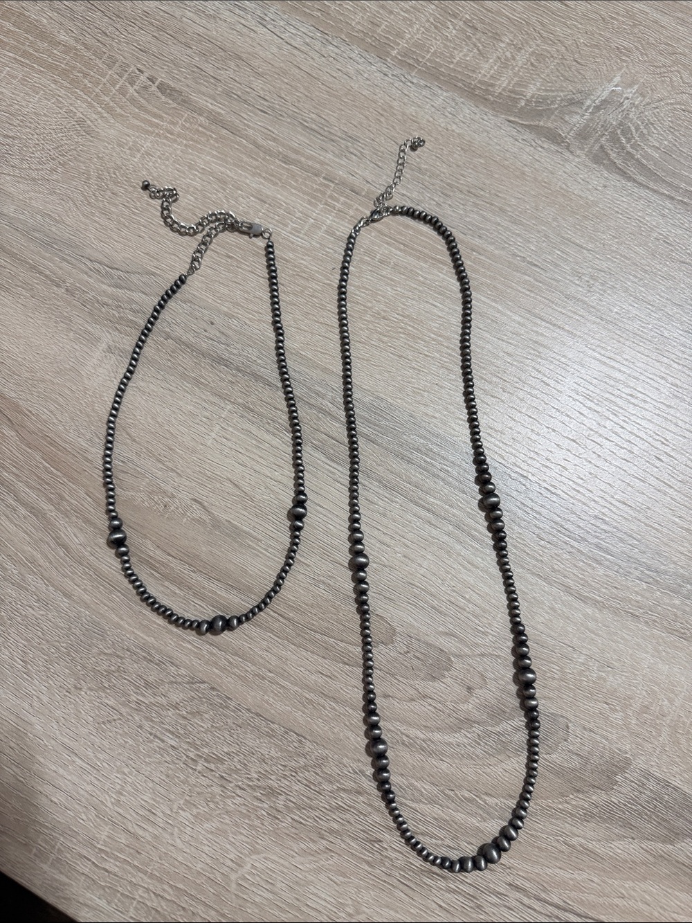 2 Faux Graduated Navajo Pearl Necklaces